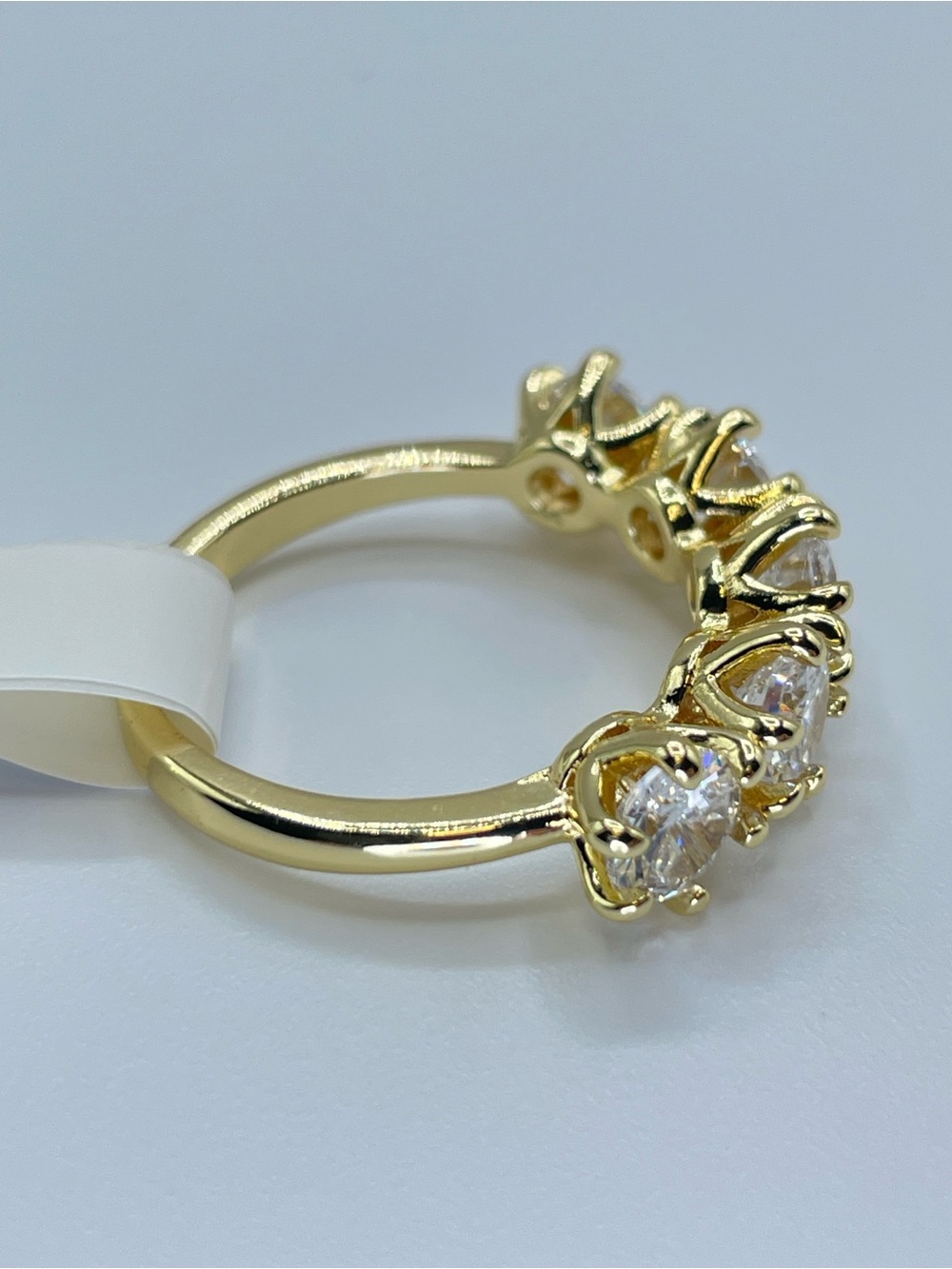 Swarovski Crystal Elements White Crystal Half Eternity Band Ring Sz 7 Glam - Picture 6 of 10